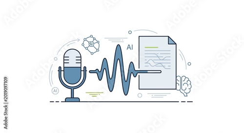 Artificial intelligence speech to text conversion technology concept.