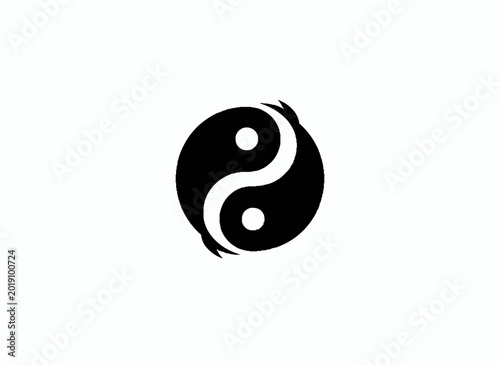 Schilderij op canvas Yin and Yang Symbol: A timeless symbol of balance and harmony, the Yin and Yang elegantly interplays within a perfect circle, representing the interconnectedness of opposing forces
