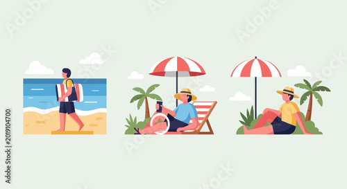 Fényképezés Summer Vacation: People Enjoying Beach Activities and Relaxation