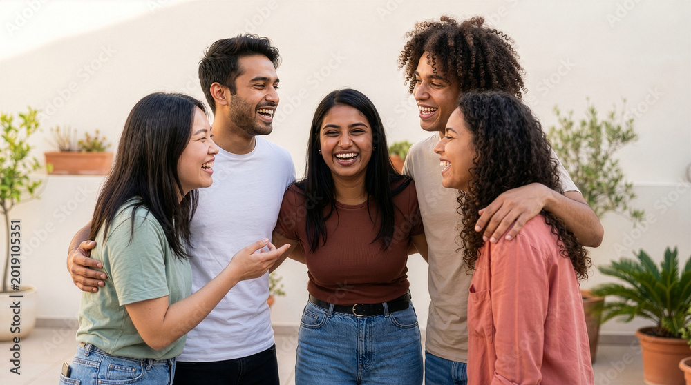 © TheLestari - Diverse group of young friends laughing outdoors © TheLestari - Diverse group of young friends laughing outdoors