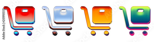 Colorful sell stock buttons for corporate financial assets, featuring a 3D glossy icon set in orange, purple, blue, and pink.