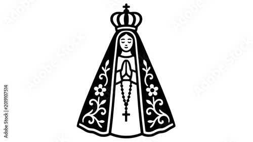 Our Lady of Aparecida Patroness of Brazil Icon Illustration