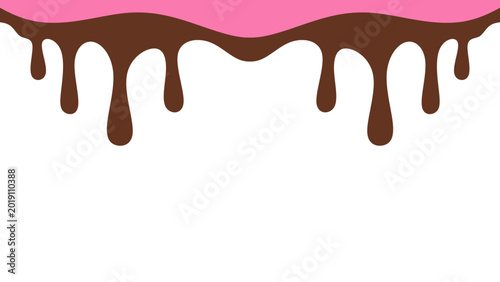 Konstfotografi Sweet melting chocolate and pink strawberry icing glaze background