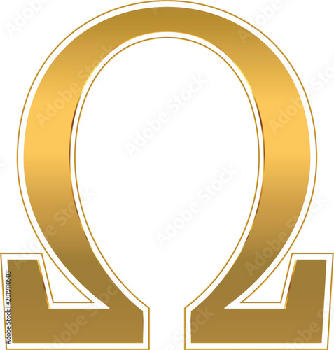 Foto 3D Greek Omega Symbol in Gold for Psychology and Professional Psychoanalysis