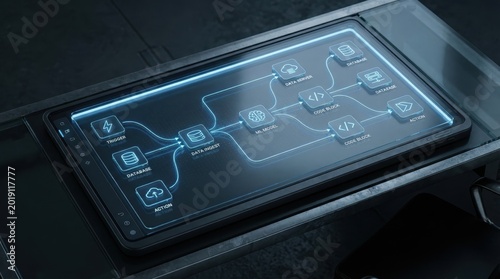 AI Workflow Automation Dashboard on Futuristic Tablet