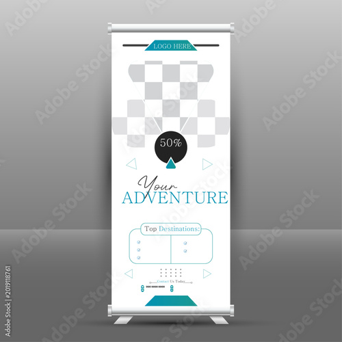 Modern Tourism Standee Banner for Travel Agency Promotion
