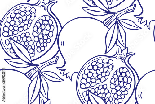 Foto pomegranate fruit seamless vector pattern hand drawn ink traditional oriental a
