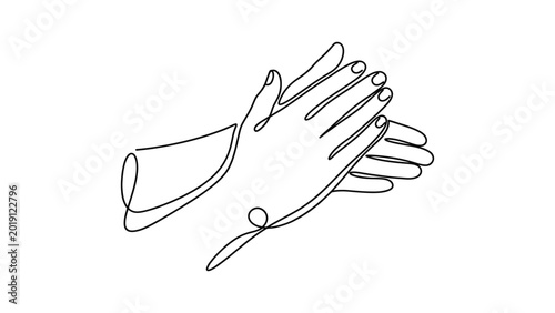 Continuous one line drawing of human hands clapping. Continuous line style. Hand drawn. Line art. Vector design. illustration