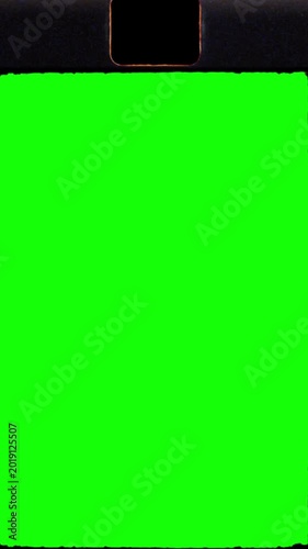 Vintage film leader roll green screen transition
