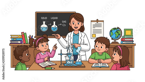 Φωτογραφία Teacher's Science Class: A teacher passionately leads a science class with attentive students, creating a stimulating environment for learning, filled with the excitement of scientific discovery
