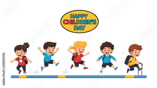 Photos Joyful Children's Day Celebration: A vibrant and colorful illustration captures