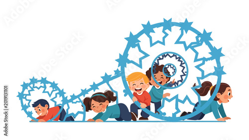 Fotografía Joyful Playtime: A collection of children engage in a game