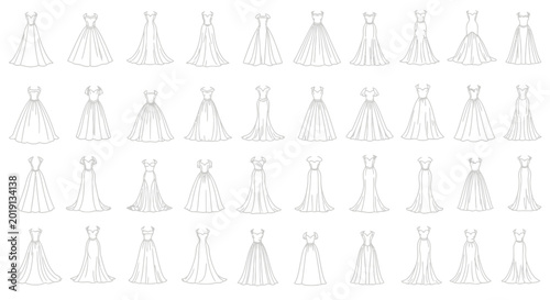 Photos Multiple wedding dresses on display.