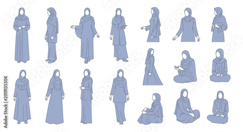 Fotografia People Wearing Traditional Islamic Clothing.