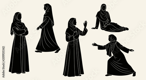 Foto Silhouettes of people in prayer.