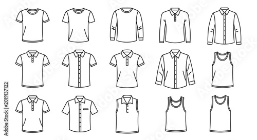 Картината върху платно Variety of mens shirts and tops.