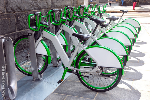 Bike rental station in Norway showcasing eco-friendly transportation options