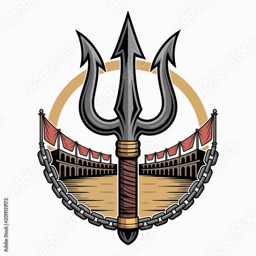Fotografia Trident weapon with three prongs sharp.
