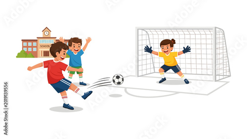 Schilderij op canvas Soccer Match Excitement: A dynamic illustration captures the thrill of a soccer match