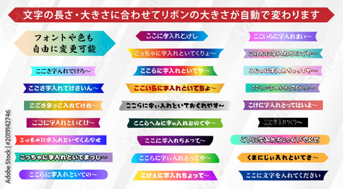Tableau sur toile 【文字編集可能】 装飾テキストエフェクト。編集可能なグラフィックスタイルテンプレート。リボン