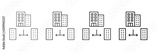 Tableau sur toile Branch Network Icons Vector Set In Different Stroke Line Style
