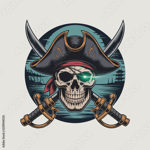 Photography Pirate Skull with Pirate Hat.