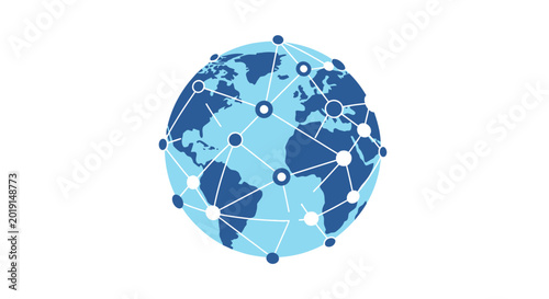 Bild auf Leinwand Global Network Earth Map Connections.