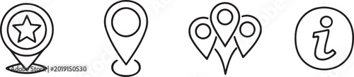 Valokuva Line art icons representing location information and points of interest for map