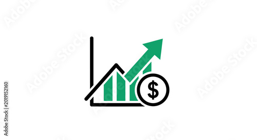 Photos Green arrow graph with dollar sign.