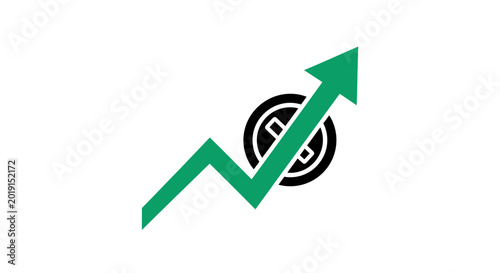 Bild auf Leinwand Green arrow pointing up graph increase.