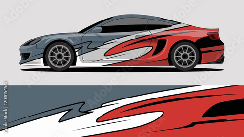 Fotografie Red and gray sports car design.