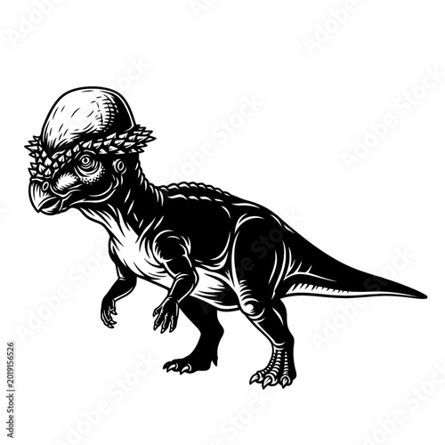 Fotografía Pachycephalosaurus Dinosaur Illustration - Ancient Reptile, Skull Head, Prehisto