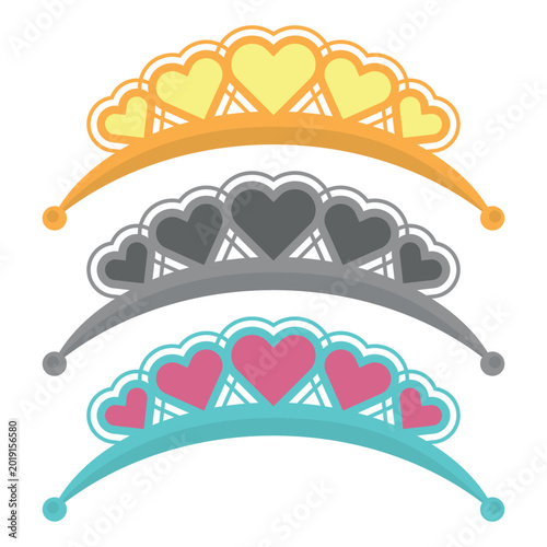 Set of Colorful Tiaras with Hearts