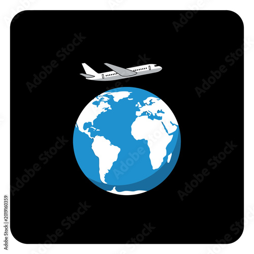 Commercial airplane flying over the planet Earth