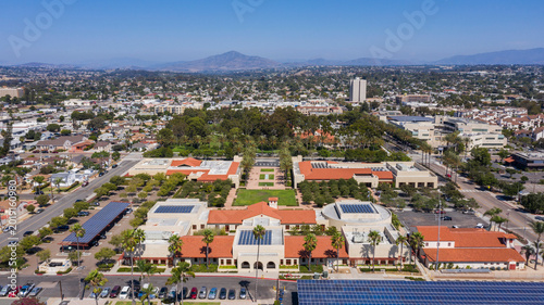 Daytime aerial view of the downtown civic center of Chula Vista, California, USA.
