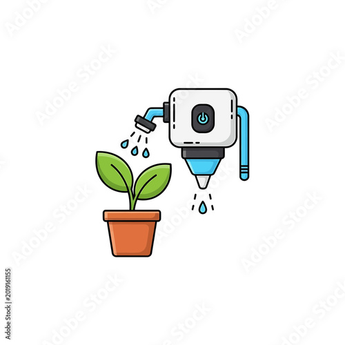 Smart Automatic Irrigation System Watering Potted Houseplant