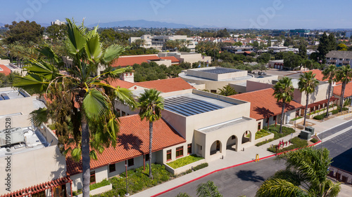 Daytime aerial view of the downtown civic center of Chula Vista, California, USA.