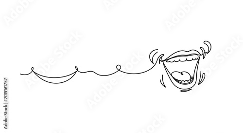 фотографія Joyful Laughter Line Art: Open Mouth Expressing Happiness and Merriment