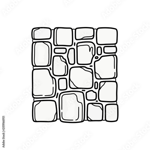 Hand drawn cobblestone pavement line art texture pattern