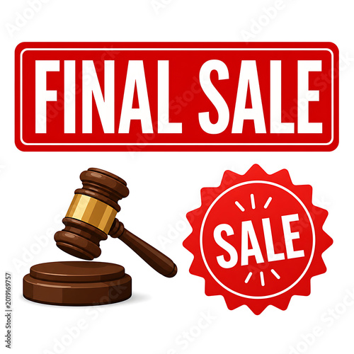 Final sale stamp with gavel and sale badge