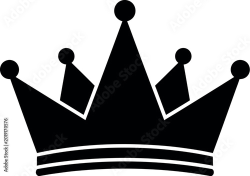 Foto Minimalist black crown silhouette vector icon, royal king and queen headwear sym