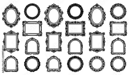 Bilde på lerret Elegant vintage frame collection vector set with ornate scrollwork floral baroqu