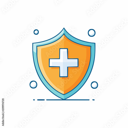 Medical Shield Icon with Plus Symbol