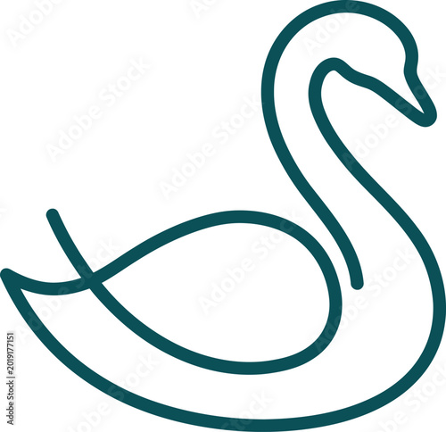 Simple line drawing of a swan on a white background