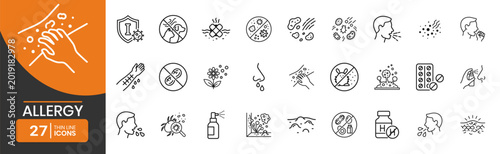 Photos Allergy Line Icon Set Thin Outline Vector Symbols