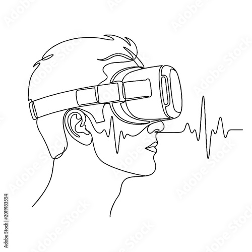 Man wearing virtual reality headset experiencing digital world.