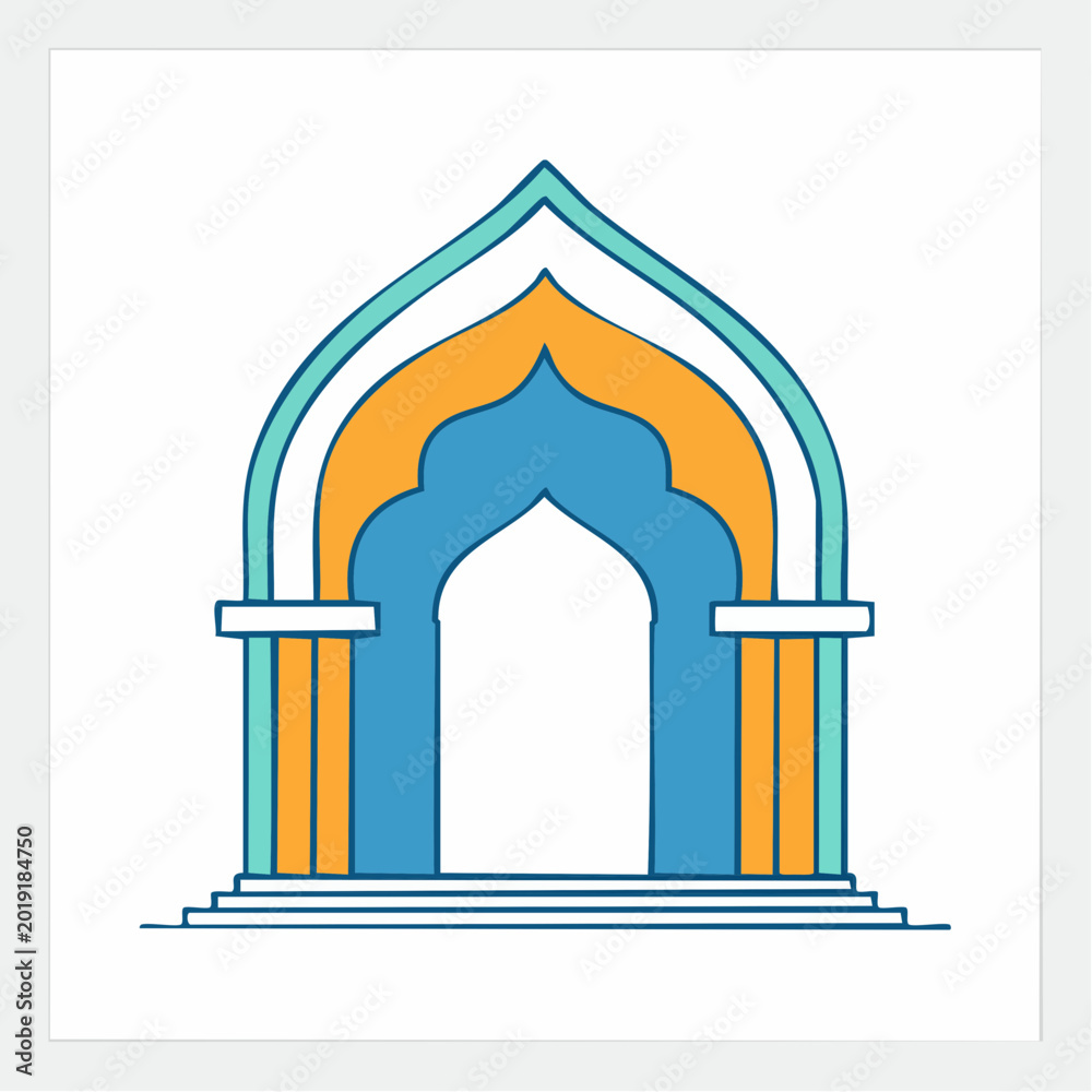 Fototapeta premium Stylized Islamic Archway Illustration
