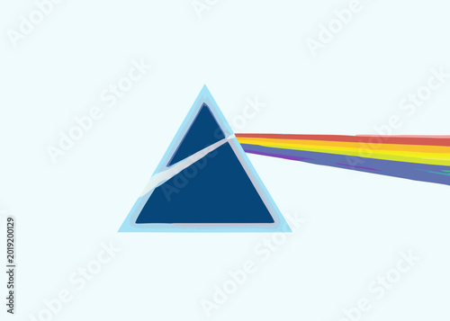 Fotografía triangular prism splitting light illustration on white background