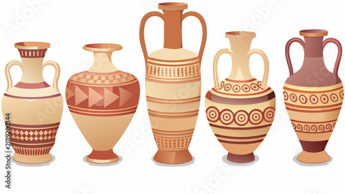 Foto classic pottery vessels arranged on a white background