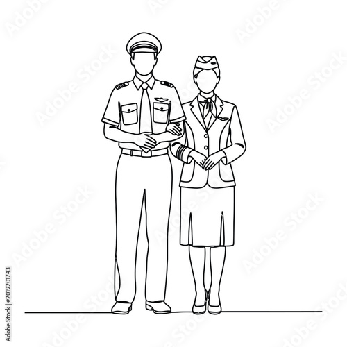 Foto Professional Pilot and Flight Attendant Standing Together